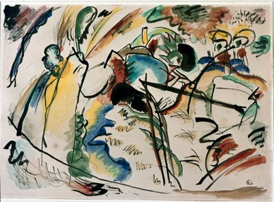 Expressionisme: studie voor schilderij met witte vorm. Schilderij door Vassily Kandinsky door Wassily Kandinsky